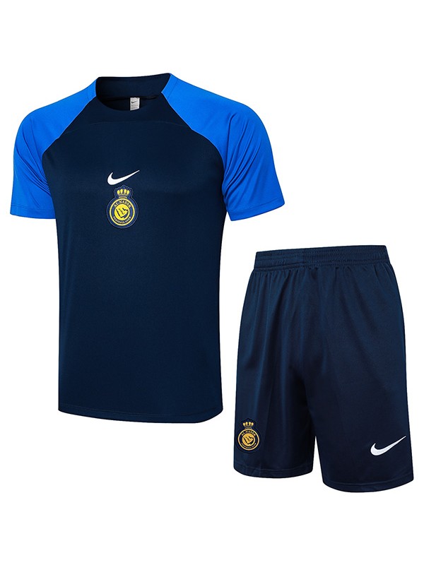 Al-Nassr maglia da allenamento uniforme blu scuro da uomo kit da calcio abbigliamento sportivo tuta da calcio top maglia sportiva 2024-2025